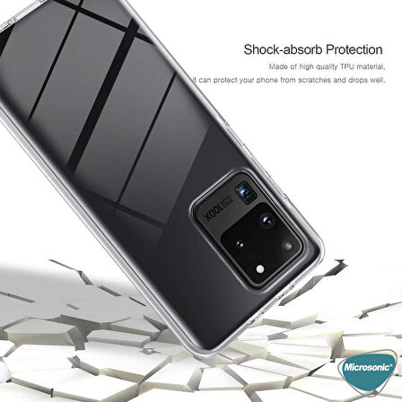 Microsonic Samsung Galaxy S20 Ultra Kılıf 6 tarafı tam full koruma 360 Clear Soft Şeffaf