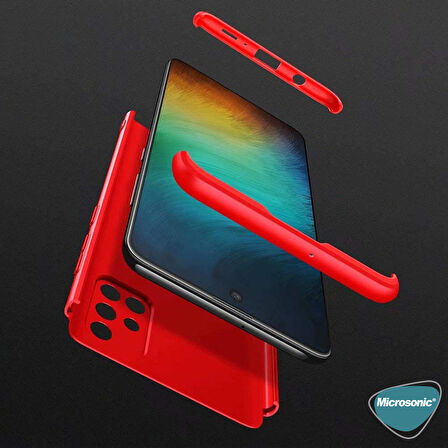 Microsonic Samsung Galaxy A51 Kılıf Double Dip 360 Protective Kırmızı