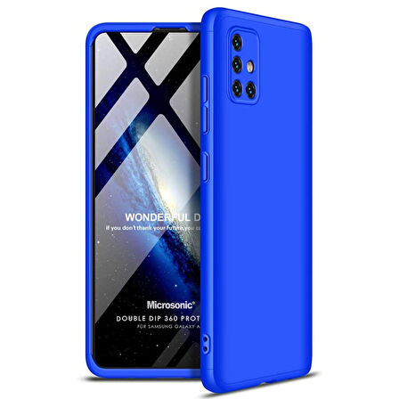 Microsonic Samsung Galaxy A51 Kılıf Double Dip 360 Protective Mavi
