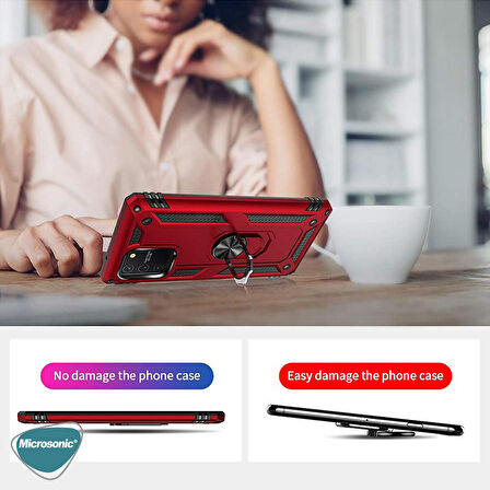 Microsonic Samsung Galaxy A91 Kılıf Military Ring Holder Rose Gold