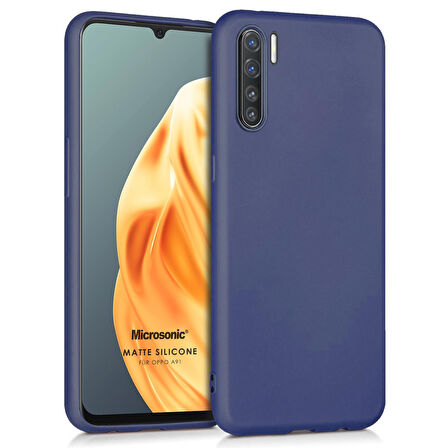 Microsonic Matte Silicone Oppo A91 Kılıf Lacivert