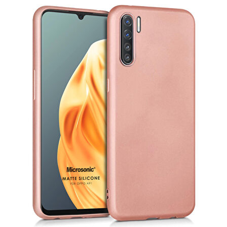 Microsonic Matte Silicone Oppo A91 Kılıf Rose Gold