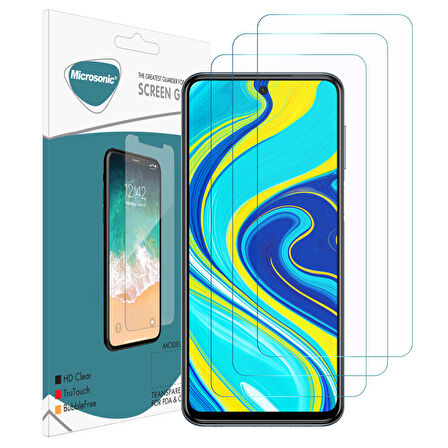 Microsonic Xiaomi Redmi Note 9 Pro Max Screen Protector Nano Glass (3 Pack)