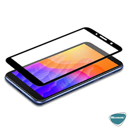 Microsonic Huawei Y5P Tam Kaplayan Temperli Cam Ekran Koruyucu Siyah