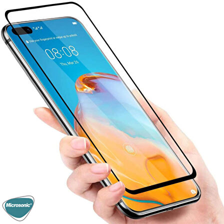 Microsonic Huawei P40 Tam Kaplayan Temperli Cam Ekran Koruyucu Siyah