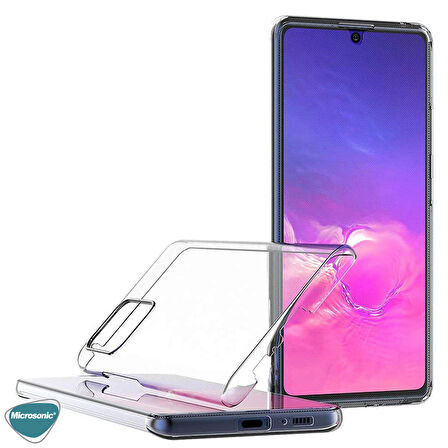 Microsonic Samsung Galaxy S10 Lite Kılıf 6 tarafı tam full koruma 360 Clear Soft Şeffaf