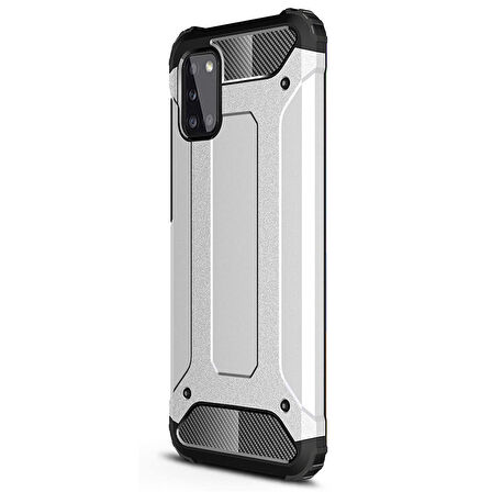 Microsonic Samsung Galaxy A31 Kılıf Rugged Armor Gümüş