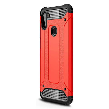 Microsonic Samsung Galaxy M11 Kılıf Rugged Armor Kırmızı