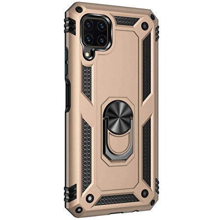 Microsonic Huawei P40 Lite Kılıf Military Ring Holder Gold