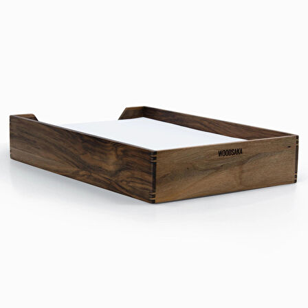 ​Woodsaka Reka A4 Kağıt Tepsisi & Evrak Kutusu - Ceviz - 500 Adet Kağıt Alır - 26.4cm x 36.5cm x 6.2cm