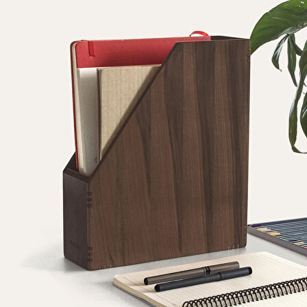​Woodsaka Reka Dosyalık & Dergilik - Ceviz - 29.6cmx 8.5cm x 32cm