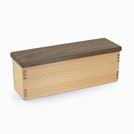 ​Woodsaka Mutfak İçin Sağlıklı Ahşap Saklama Kutusu - Model 2 - Gürgen & Ceviz - 23.8cm x 6.8cm x 7.5cm