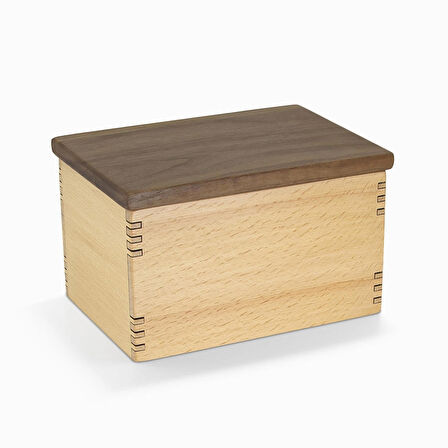 ​Woodsaka Mutfak İçin Sağlıklı Ahşap Saklama Kutusu - Mini Organizer - Model 3 - Gürgen & Ceviz - 17.8cm x 9.8cm x 9cm