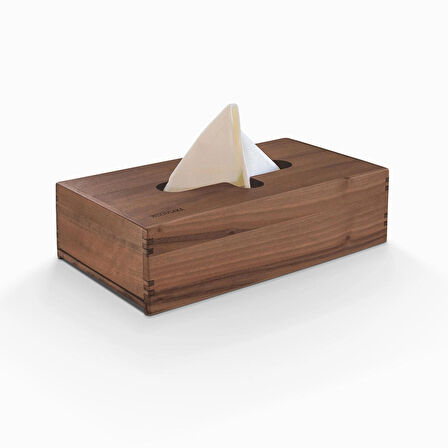 ​Woodsaka Reka Peçete Kutusu - Kayar Kapaklı - Ceviz - 23.8cm x 14.8cm x 7.5cm