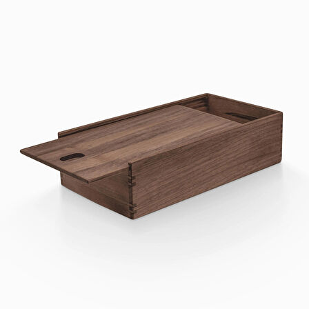 ​Woodsaka Reka Peçete Kutusu - Kayar Kapaklı - Ceviz - 23.8cm x 14.8cm x 7.5cm