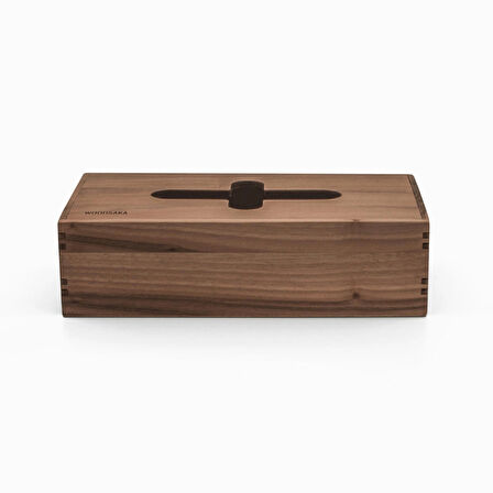 ​Woodsaka Reka Peçete Kutusu - Kayar Kapaklı - Ceviz - 29.8cm x 14.8cm x 7.5cm