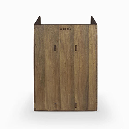 ​Woodsaka Reka Kitaplık ve Dergilik - Ceviz Ağacından - 25.2 x 25,2 x 33.1cm