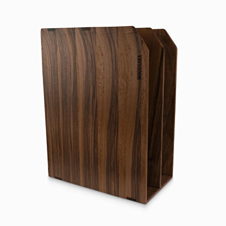 Woodsaka Reka İki Bölümlü Dosya Rafı & Kırtasiye Dolabı - Yatay ve Dikey Kullanım - Ceviz Ağacından - 26.8 cm x 20.8 cm x 14.2 cm