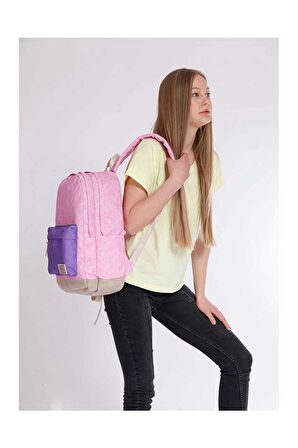 Kadın Kaukko Kız Wichlight Pink Flowers Sırt Çantası K1338