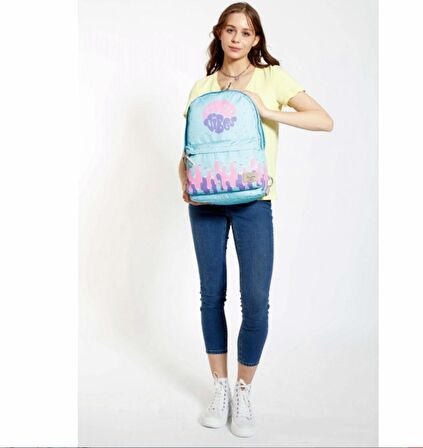 Kaukko Layer Turkuaz Pembe Okul ve Günlük Sırt Çantası - Good Vibes - Kız