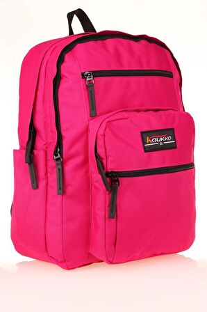 Kaukko Full Pocket Okul Sırt Çantası Koyu Pembe K1604