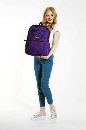 Kaukko Full Pocket Okul Sırt Çantası Koyu Mor K1605