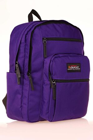Kaukko Full Pocket Okul Sırt Çantası Koyu Mor K1605