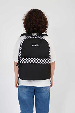 Kaukko Basic Colors Okul Sırt Çantası Siyah Check K1629