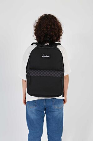 Kaukko Basic Colors Okul Sırt Çantası Füme Check K1630