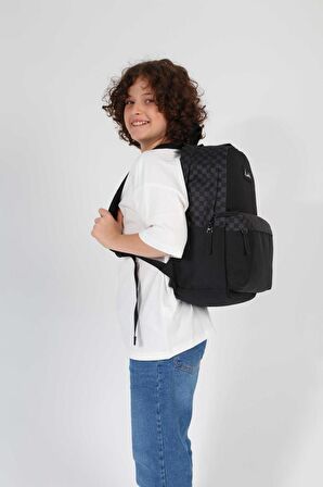 Kaukko Basic Colors Okul Sırt Çantası Füme Check K1630