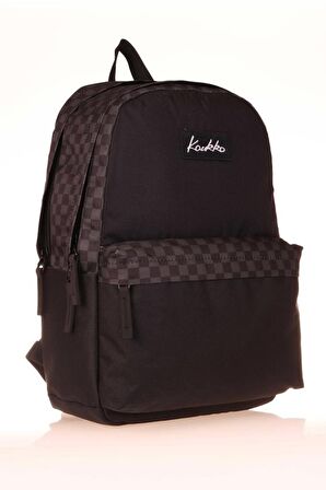 Kaukko Basic Colors Okul Sırt Çantası Füme Check K1630