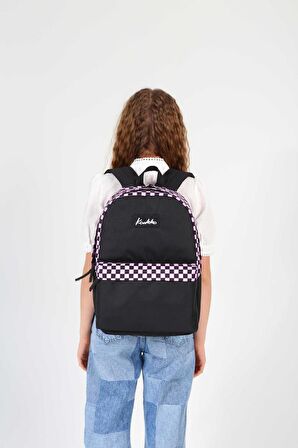 Kaukko Basic Colors Okul Sırt Çantası Pembe Check K1631