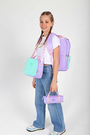 Kaukko Double Stripe Sırt Çantası Lilac K1764
