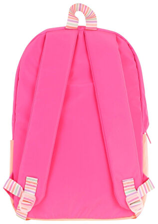 Kaukko Quick Kız Çocuk Üç Bölmeli Pembe Turuncu Kapitone Detaylı Okul Sırt Çantası - K1789