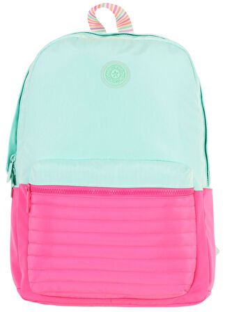Kaukko Quick Kız Çocuk Üç Bölmeli Yeşil Pembe Kapitone Detaylı Okul Sırt Çantası - K1790