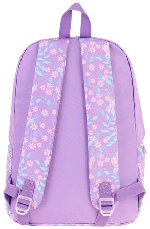 Kaukko Soft Floral Kız Çocuk Üç Bölmeli Mor Çiçekli Okul Sırt Çantası - K1793