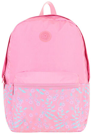 Kaukko Soft Floral Kız Çocuk Üç Bölmeli Pembe Çiçekli Okul Sırt Çantası - K1794
