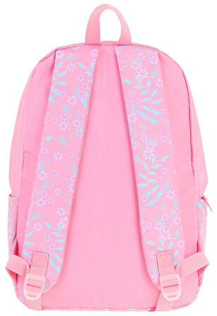 Kaukko Soft Floral Kız Çocuk Üç Bölmeli Pembe Çiçekli Okul Sırt Çantası - K1794