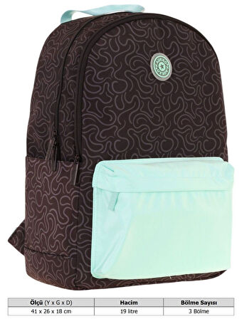 Kaukko Double Colors Üç Bölmeli Kız Çocuk Okul ve Günlük Sırt Çantası - Siyah Turkuaz - K1835