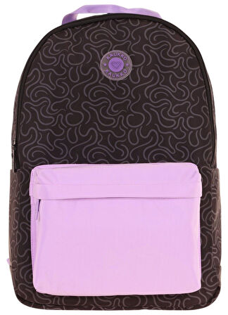 Kaukko Double Colors Üç Bölmeli Kız Çocuk Okul ve Günlük Sırt Çantası - Siyah Lila - K1840