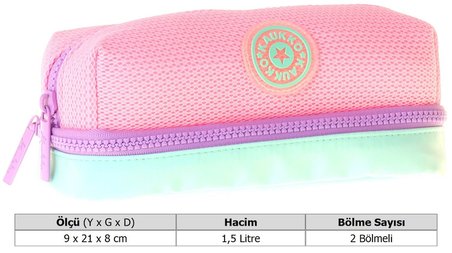Kaukko Lilac İki Bölmeli Kız Çocuk Lila - Pembe Okul Kalemliği Kalem Kutusu - K1850