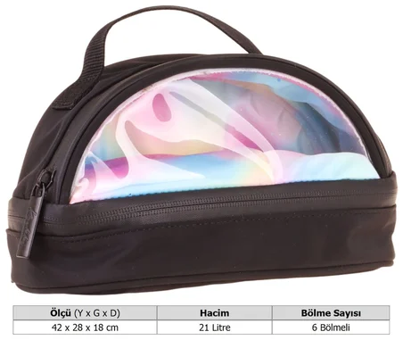 Kaukko Black Rainbow Parlak Kumaş Detaylı (Siyah - Çok Renkli) Kız Çocuk Kalem Çantası/Kalemlik - K1858