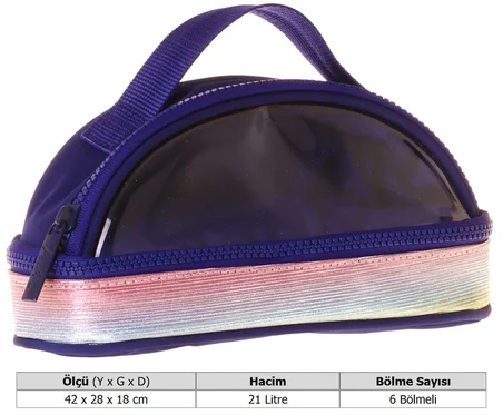 Kaukko Navy Blue Rainbow Parlak Kumaş Detaylı (Lacivert - Çok Renkli) Kız Çocuk Kalem Çantası/Kalemlik - K1864