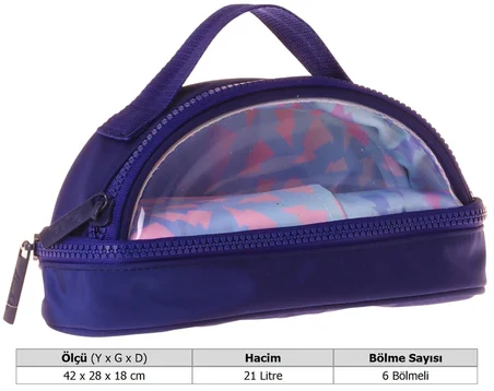 Kaukko Navy Blue Lightning Parlak Kumaş Detaylı (Lacivert - Pembe) Kız Çocuk Kalem Çantası/Kalemlik - K1866