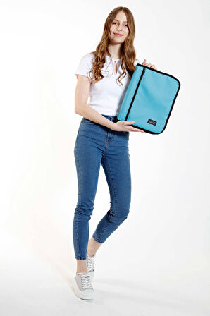 Kaukko A - Forganizer Laptop, Tablet ve Kalemler İçin Dosya Çanta - Turkuaz - Tek Renk - K2349