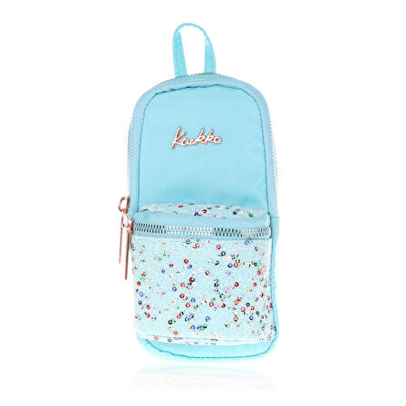 Kaukko Junior Bag Kalem Çantası Taşlı Pullu-Turkuaz K248