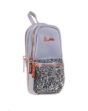 Kaukko Junior Bag Bright Kalem Çantası Taşlı Gri K2557