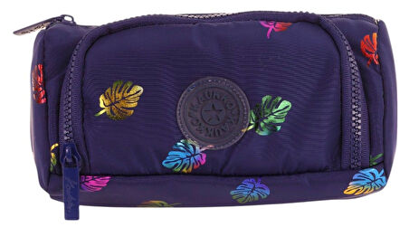 Kaukko Plump İki Bölmeli Lacivert Yaprak Desenli Kız Çocuk Kalem Çantası/Kalemlik - K2689