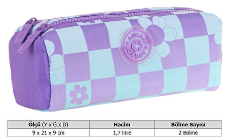 Kaukko İki Bölmeli Kız Çocuk Okul Kalem Çantası - Mor Turkuaz - K2696