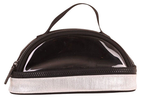 Kaukko Crescent Taşıma Saplı Kız Çocuk İki Gözlü Kalemlik - Siyah, Şeffaf Cepli - K2724